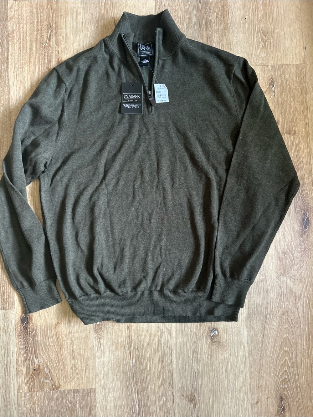 Jos. A. Bank Olive Green Quarter-Zip Sweater